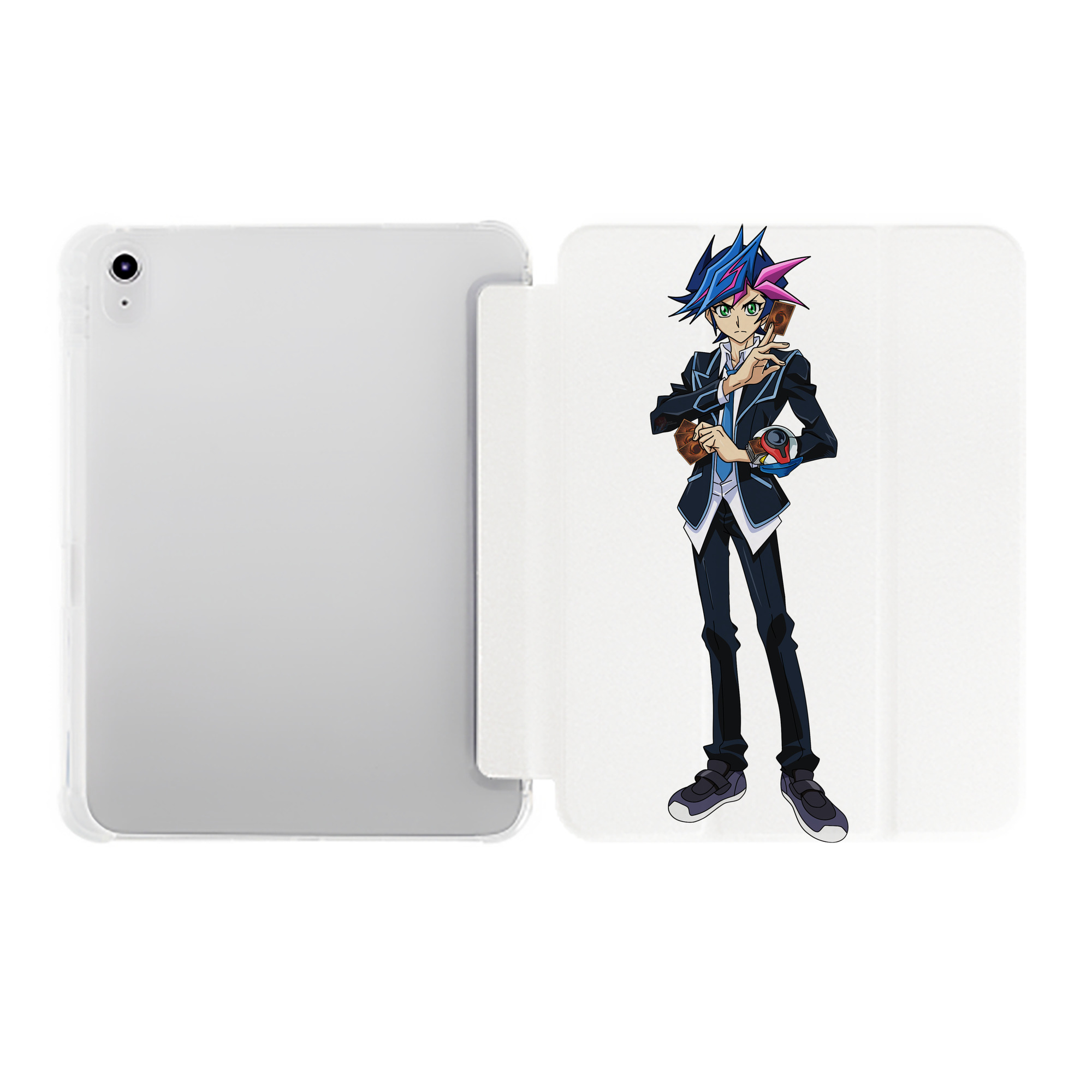 （画像用） 遊☆戯☆王 Yu-Gi-Oh! IPad ケース ペン収納付き 三つ折りスタンド PUレザー×シリコン 対応機種9.5/10.5/10.9インチ